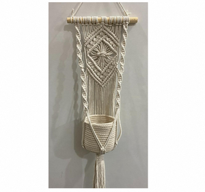 Colgador de Macramé Boho para Plantas, Cesta Colgante de Cuerda de Algodón Tejida a Mano, Soporte de Pared para Flores, para Interiores y Exteriores - Product Image 1