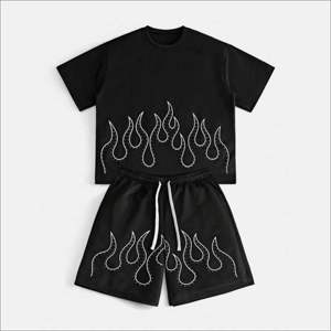 Conjunto de Camiseta y Pantalones Cortos de Algodón 100% Pesado para Streetwear, Venta al Por Mayor, Impresión Personalizada de Alta Calidad, Fabricante y Proveedor - Product Image 5