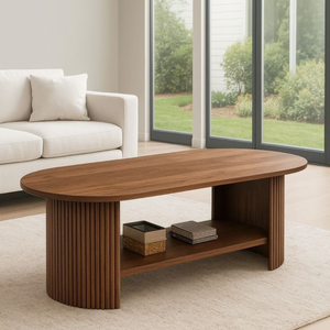 Table basse ovale en bois de teck - Product Image 1