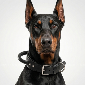 Premium Genuine Leather Heavy Duty Tactical K9 Dog Collar Rolled Leather Control Handle for <b>Large</b> Breed Dogs - Product Image 2