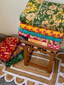 Colcha Kantha vintage cosida a mano, reversible, cubrecama Kantha indio. - Product Image 5