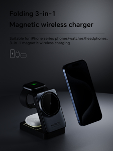 2024ใหม่ขาตั้งโทรศัพท์แบบ3-in-1พับได้15W QC3.0 ABS แบบแม่เหล็กชาร์จไฟได้มาก W91พกพาได้ - Product Image 6