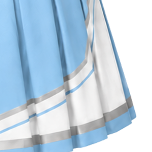 Jupe de cheerleading plissée bleu clair avec bordure rayée jaune et blanche, uniforme de performance athlétique pour femmes et filles - Product Image 6