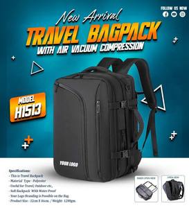 Sac à dos de voyage avec compression sous vide, imperméable, grande capacité, sac à dos de voyage et de bureau pour hommes et femmes - Product Image 2