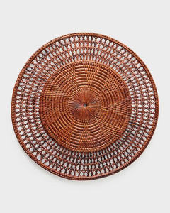 Mantel Individual Redondo de Ratán Hecho a Mano en Vietnam, Tejido Abierto Marrón Natural, Tapete Artesanal Ecológico para Mesa de Comedor, Venta al por Mayor - Product Image 1