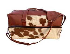 Bolsa de Viaje de Cuero Vacuno con Pelo, Estilo Vintage, Cierre de Cremallera, Gran Capacidad, Resistente, LHODB-0150 - Product Image 2