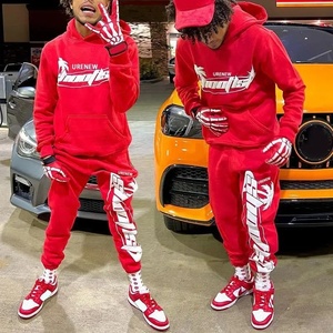 โลโก้พิมพ์แบบกําหนดเองขายส่งกีฬาคุณภาพสูงชุดวอร์ม Jogger ลําลองราคาถูกสําหรับผู้ชายกางเกงวอร์มและชุดเสื้อกันหนาวหมวก - Product Image 2