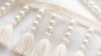 Bordure en coton à franges avec trois perles pour rideaux, vêtements et décoration textile de maison