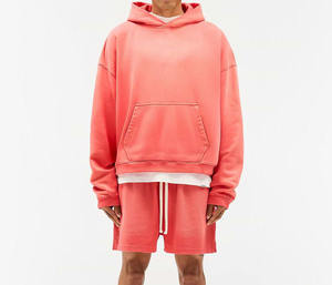 <b>Men's</b> Oversized Hooded <b>Sweatshirt</b> With Front Pocket Regular Fit Solid Color Cotton French Terry Spring Wear - Product Image 1