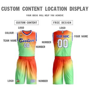 Ensemble de maillots de basket-ball personnalisés, couleur dégradée, sans manches, col en V, respirant, en maille, uniformes pour adultes, unisexe, toutes saisons - Product Image 4