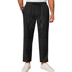 Pantalones Casuales de Hombre Negros con Cintura Elástica y Cordón Ajustable, con Bolsillos Laterales, Tejido de Punto Transpirable de Peso Medio, para Primavera - Product Image 1