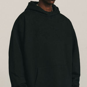 Vente en gros de sweats à capuche unisexe en molleton 100% coton, vierges, personnalisables, coupe ample et carrée, en tissu molleton bouclette épais pour hommes - Product Image 1