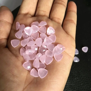 Pierre précieuse naturelle de calcédoine rose facettée taille triligne de 8 mm, prix le plus bas, tendance, bijoux en argent des fabricants indiens - Product Image 2