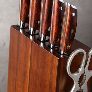 Bloc à couteaux en bois d'acacia écologique, capacité 7 pièces, organisateur de couverts durable pour comptoir de cuisine - Product Image 4