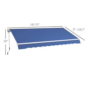 Toldo Retráctil Manual de 12 Pies x 10 Pies para Terrazas Exteriores, Color Azul Oscuro, Diseño Ajustable y Versátil - Product Image 3