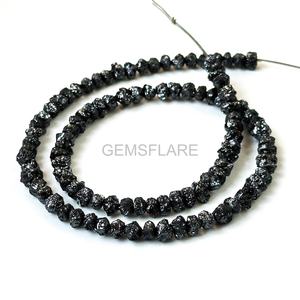 Cuentas de Diamante Negro Natural, Cuentas de Diamante Negro Sin Cortar de 5MM-6MM, Cuentas de Diamante en Bruto, Cuentas de Diamante Redondeadas para Joyería M - Product Image 2