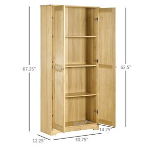 Armadio Dispensa Contemporaneo in Legno di Pino da 170 cm con Ante e Ripiani, Mobile Indipendente per Cucina e Sala da Pranzo - Product Image 3