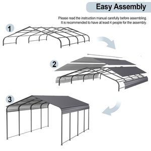 Nouveau Produit Vidéo : Abri de Voiture / Garage en Acier Galvanisé Robuste 12x20 FT – Auvent Métallique pour Voitures et Véhicules - Product Image 6
