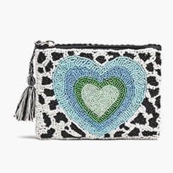 Handcrafted fashionable Durable <b>pink</b> seed beaded LOVE Design coin pouch decorative women mini zipper pouch - Product Image 3