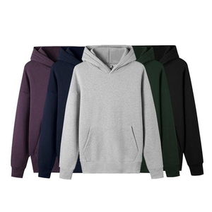 เสื้อฮู้ดผู้ชายสีดำ ทรงปกติ ผ้าฝ้ายเฟรนช์เทอร์รี่ แขนยาว ดีไซน์กระเป๋าเสื้อ สวมใส่สบายๆ สำหรับฤดูใบไม้ร่วง - Product Image 2