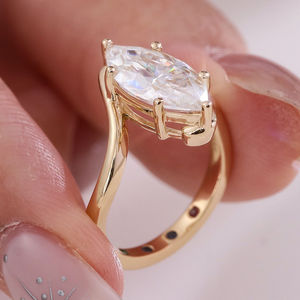 Bague de fiançailles classique en moissanite taille marquise 2,0 carats, or jaune 14 carats, solitaire bypass, bague de promesse, bijoux, cadeau pour femme - Product Image 6