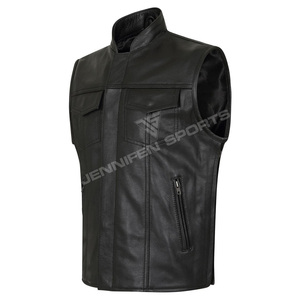 Gilet en cuir pour moto, vêtements personnalisés pour motards avec poche intérieure, gilet en cuir américain et européen - Product Image 2