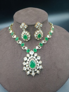 Amaira Jewels Gold Plated Silver <b>Statement</b> <b>Necklace</b> & Matching Earrings Set Women's Ethnic Engagement Jewelry - Product Image 3