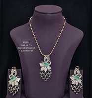 Ensemble collier pendentif paon 11614 avec zircone cubique, pierres précieuses vertes, roses et jaunes, boucles d'oreilles assorties, bijoux de mode pour mariage et fête