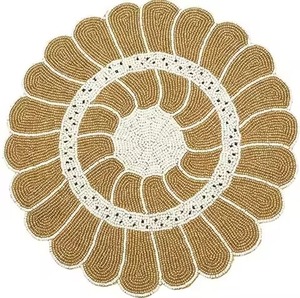 Designer Beaded Embroidery Placemat For Luxury Table Styling <b>Needlework</b> Seed Beads Decorative Placemat For Dining Display - Product Image 1