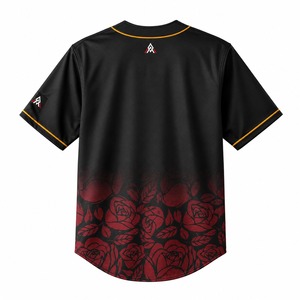 Camiseta de Béisbol Negra con Diseño Floral de Alta Calidad para Hombre, Manga Corta, Cierre de Botones, Absorbe la Humedad, Poliéster, para Todas las Temporadas, Ropa Deportiva de Equipo - Product Image 3