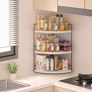 3-Tier Metal Art Deco Bathroom Organizer-Countertop & Corner Organizer Makeup & Skincare <b>Storage</b> Kitchen Counter <b>Shelf</b>-<b>White</b> - Product Image 5