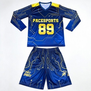 ชุดฟุตบอลฤดูหนาวและฤดูร้อนแบบกำหนดเองขายส่ง PaceSports สีน้ำเงินเหลือง ชุดฟุตบอลแขนยาวแบบกำหนดเองสำหรับทีม - Product Image 3