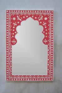 Miroir mural rond artisanal HASAN CRAFT avec incrustation de os traditionnelle, sans électricité, avec motif clé grecque décoratif - Product Image 3