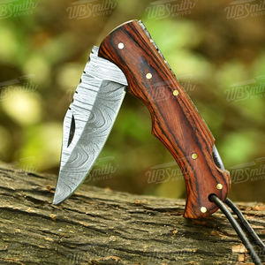 Cuchillo Plegable de Cobre Damasco Hecho a Mano con Mango de Madera de Palisandro, Cuchillo de Bolsillo para Camping, Personalizado para OEM - Product Image 2