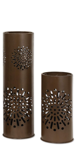 Wholesale Modern Brown Laser Cut Metal Cylinder Pillar Candle Holder Set Decorative Hollow Floor Lantern Home Garden <b>Lighting</b> - Product Image 6