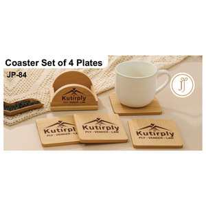 Ensemble de 4 sous-verres personnalisés en bois avec support - Sous-verres durables pour table pour la Saint-Valentin et la remise des diplômes - Product Image 1