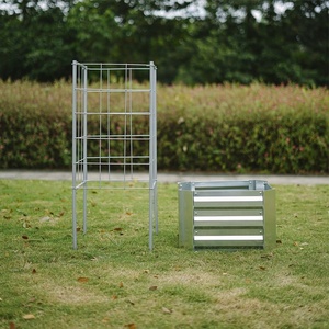 Bac à légumes surélevé en métal avec treillis pour tomates, bac à légumes surélevé galvanisé pour légumes d'extérieur GB025 - Product Image 5