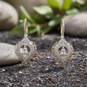 Heart Shaped American Diamond Earrings-Classic Hoop Style Natural VS1 IGI Certified - Product Image 3