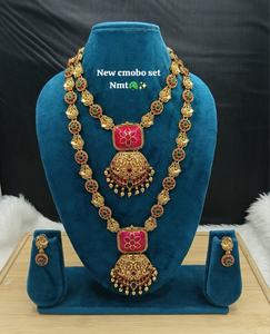Conjunto nupcial étnico de latón de alta calidad con diseño de diosa de circonita, chapado en oro rosa, para compromiso y boda, estilo tradicional del sur de la India. - Product Image 1