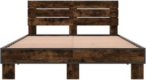 Cama con plataforma de tamaño completo de madera maciza marrón Mocha con diseño de cabecero tradicional de perfil bajo - Product Image 3