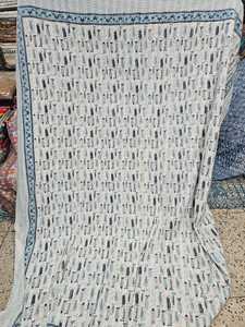 Handmade Reversible Kantha Quilt Bedcover with Intricate Hand Stitching <b>Comfortable</b> Cotton Fabric and Elegant Bedroom Appeal - Product Image 3