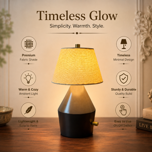Rechargeable Teak Wood <b>Table</b> <b>Lamp</b> | 2600mAh Battery 10 Hour Runtime Fabric Shade Cordless LED Bedside Desk Home Decor <b>Lamp</b> Light - Product Image 5