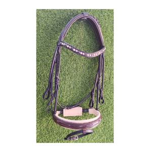 <b>Black</b> Leather Round Horse Bridle Brown <b>Patent</b> Noseband Design Leather Bridle English Horse Bridle - Product Image 1