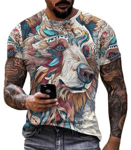 T-shirt pour homme de haute qualité en gros, 100% coton tricoté, respirant, coupe ample, impression personnalisée, grande taille, 300g - Product Image 2