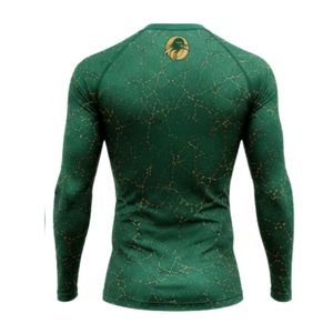 Emerald Green Long Sleeve Compression <b>Shirt</b> Crackle Print Fitness Training Gym Workout Breathable Sublimated Athletic Sportswear - Product Image 2