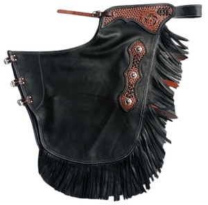 Custom Western Horse <b>Chaps</b> <b>Cowboy</b> Chinks with Fringe Leather Protection Apron for Riding - Product Image 5