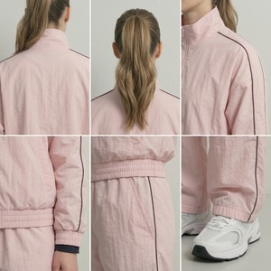 Conjunto Deportivo Rosa para Mujer, Cierre de Cremallera, Corte Holgado, Informal, Transpirable, Ligero, de Poliéster, para Primavera - Product Image 4