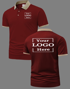 Custom Men's Maroon for Shirt Short Sleeve Jersey Knitted Cotton Breathable Casual Style Front Logo Digital Printed ODM Service - Product Image 1