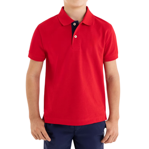 Polo Clásico de Punto Sólido para Niños, Manga Corta, Algodón Comprimido, Uniforme Escolar, Producción al por Mayor OEM ODM, Directo de Fábrica, Lo Mejor - Product Image 1