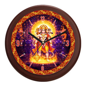 Horloge murale personnalisée avec impression numérique Style Panchmukhi Hanuman Ji, décoration religieuse de temple haut de gamme, idéale pour la remise des diplômes et la Saint-Valentin - Product Image 1